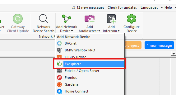Configure Exo Plugin Screenshot