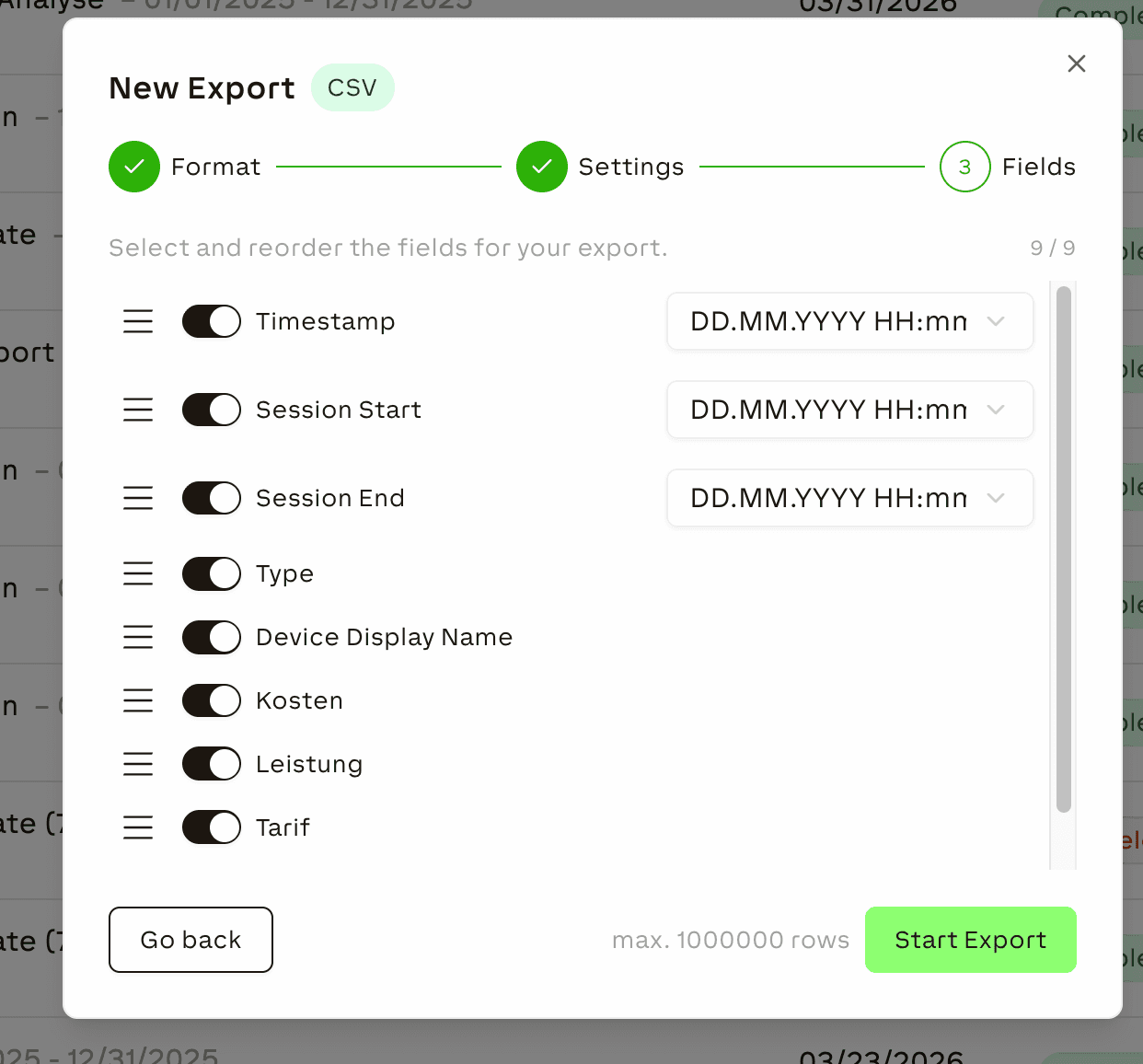 CSV field selection and reordering