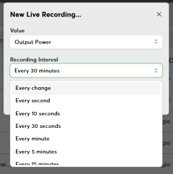 Live Data Recording Screenshot