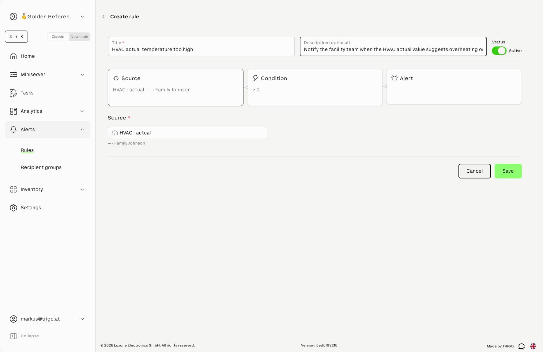 Alert rule source selection