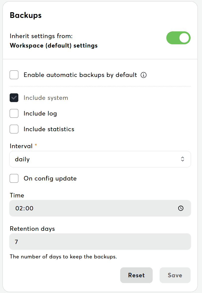 Backup Settings