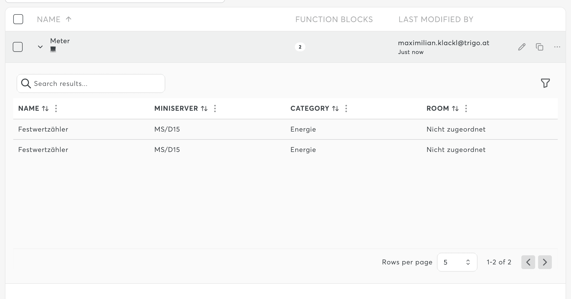 Control Sets List View