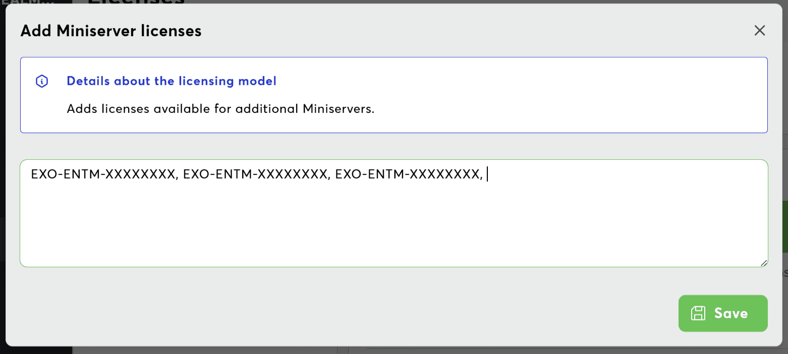 Add Miniserver licenses
