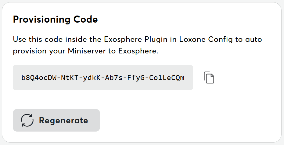 Provisioning Code Settings