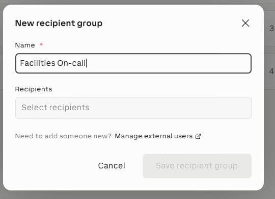 New recipient group modal